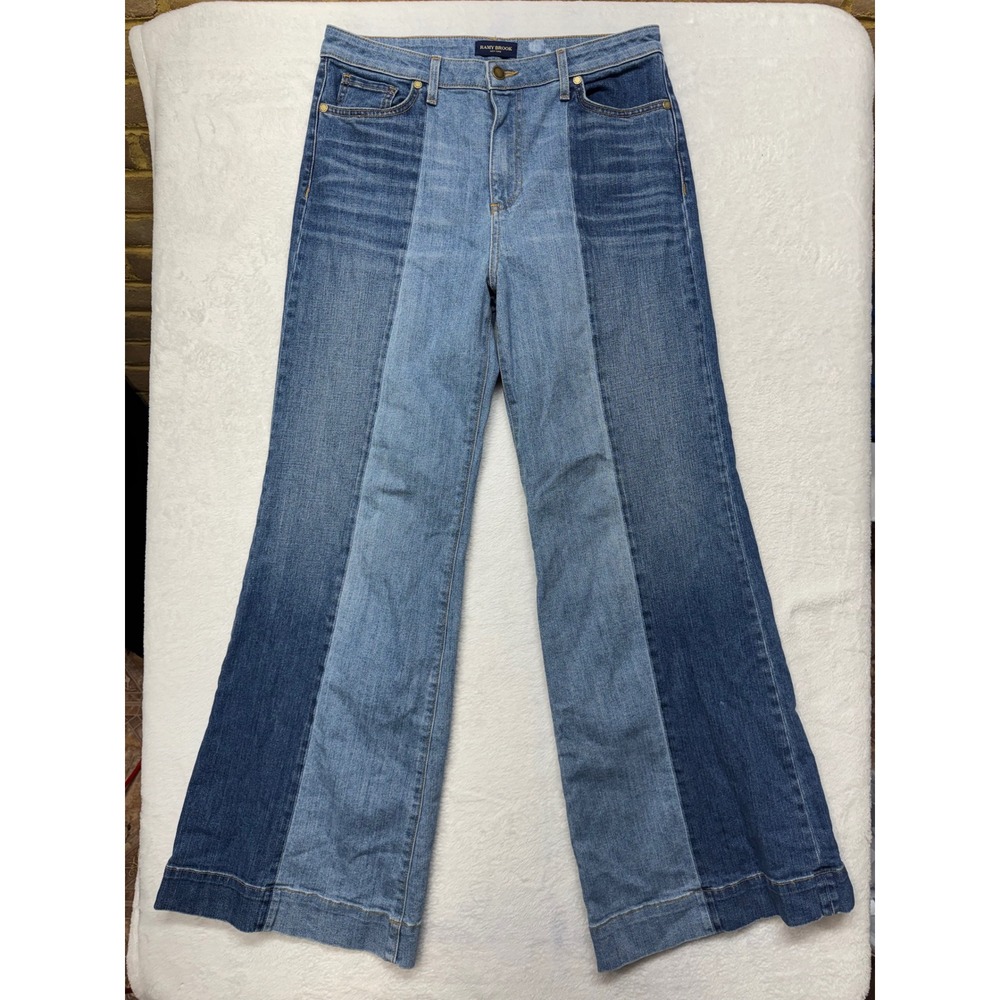 Ramy Brook Tonal Wash Two Tone Flare Jeans Made in USA Blue Denim 29 D05245002